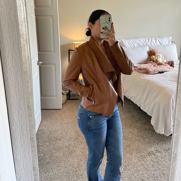 Faux leather women’s jacket brown - Picture 4 of 12